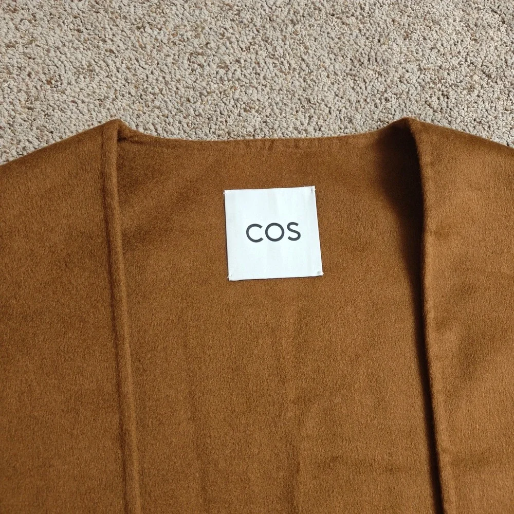 COS Women Camel Brown Wool Blend Cape Poncho Open‎ Front Sz OS